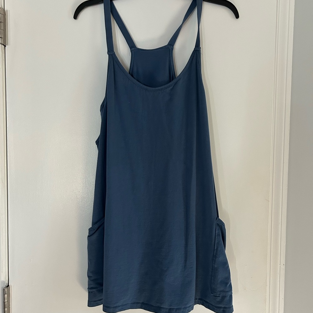 Women's Blue Romper with pockets. Purchased from Amazon. Great condition